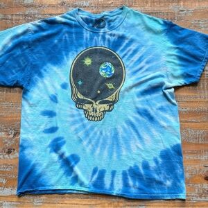 Liquid Blue Grateful Dead “space your face” blue tie dye tshirt
